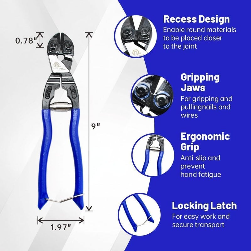 vomex 9-inch Mini Bolt Cutters Heavy Duty - Lock Cutter,Fence Cutter,CR-V Steel Blade,Spring-Loaded Design,Soft Grip & Lock for Wires, Chains, Screws, Hardware - Image 1